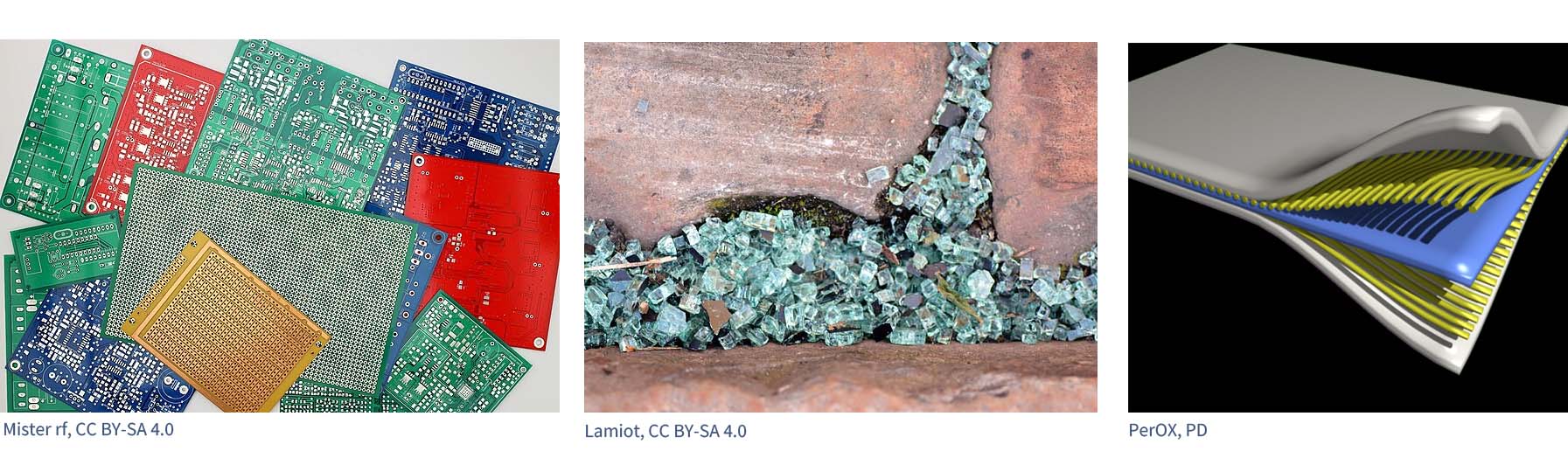  electronics, glass, or mineral composites