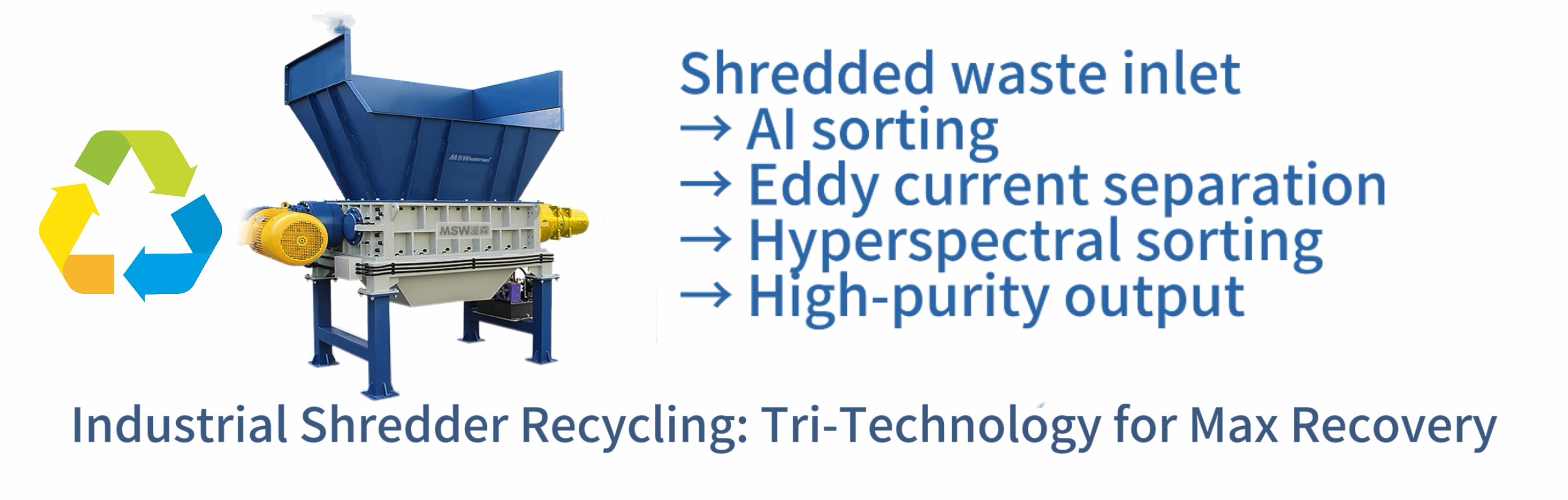  Industrial Shredder Recycling Line: AI Sorting + Eddy Current + Hyperspectral Technology for Max Recovery